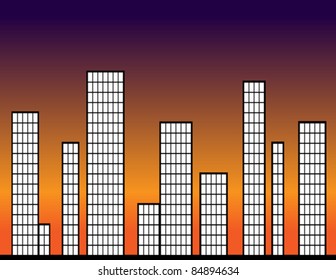 City Buildings at Sunset - Vector Illustration. (high resolution JPEG also available).