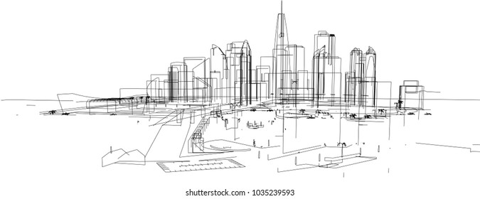 city buildings vector illustration