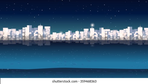 City buildins at night time illustration