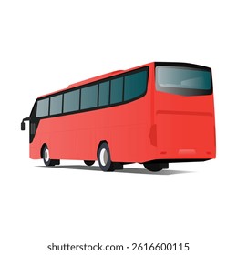 City bus back view in white background