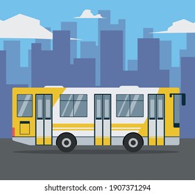 City Bus With Background. Vector Illustration