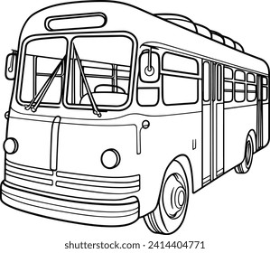 City bus coloring page black and white bus outline vector illustration of modern bus