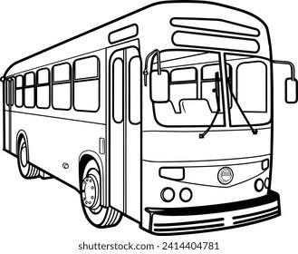 City bus coloring page black and white bus outline vector illustration of modern bus