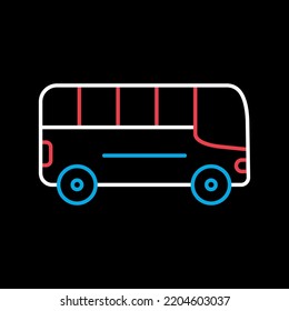 City bus flat vector isolated on black background icon. Graph symbol for travel and tourism web site and apps design, logo, app, UI