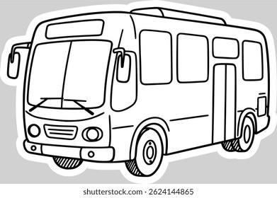 Vista frontal do ônibus da cidade desenhada à mão ilustração vetorial. Conceito de veículo de transporte público.