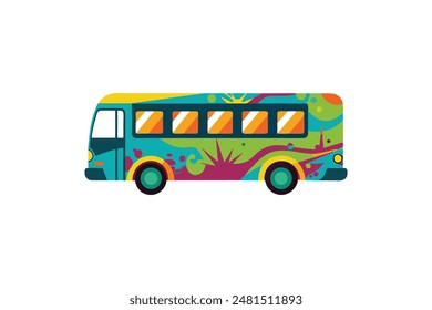 A city bus with a graffiti-style paint job vector image art work 