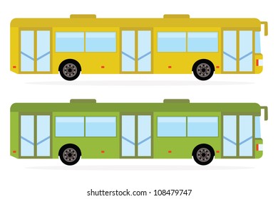 city bus in green and yellow color
