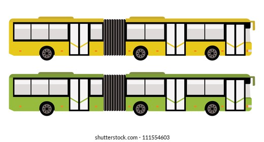 city bus in green and yellow color