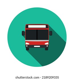 City Bus Icon. Flat Circle Stencil Design With Long Shadow. Vector Illustration.