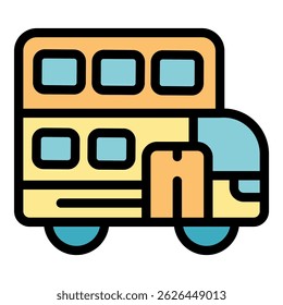 City bus icon. Outline city bus vector icon color flat isolated