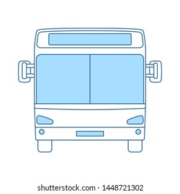 City Bus Icon. Thin Line With Blue Fill Design. Vector Illustration.
