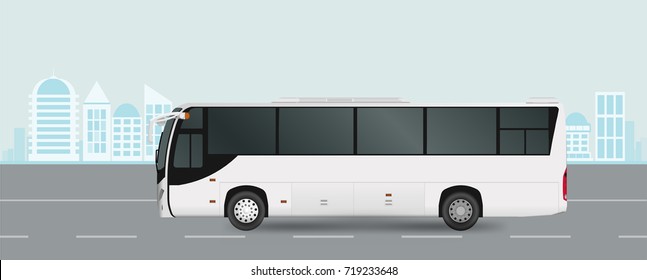 City bus on road. Passenger transport. Vector illustration eps 10 isolated on white background