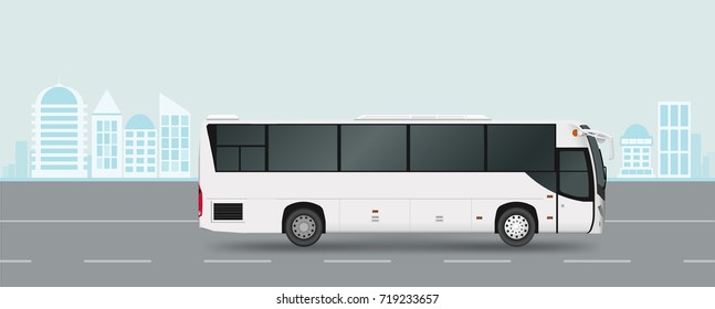 City bus on road. Passenger transport. Vector illustration eps 10 isolated on white background