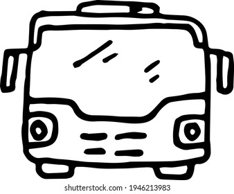 City bus with passengers. Sketch icon. Stock vector illustration.