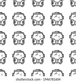 City bus with passengers. Sketch icon. Stock vector illustration. Seamless pattern.