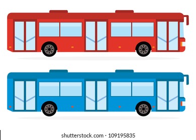 city bus in red and blue color