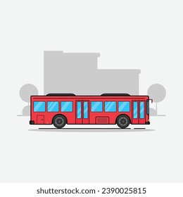 City Bus Side View Vector Illustration. Public Transport Service Concept Design Isolated Vector.