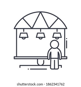 City bus stop icon, linear isolated illustration, thin line vector, web design sign, outline concept symbol with editable stroke on white background.