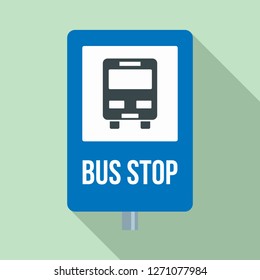 City bus stop sign icon. Flat illustration of city bus stop sign vector icon for web design