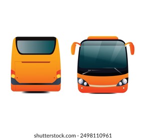City bus template Passenger transport side and back view