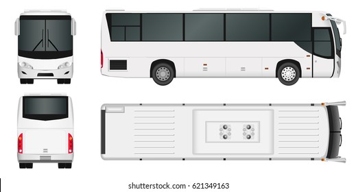 City Bus Template. Passenger Transport. Vector Illustration Eps 10 Isolated On White Background.