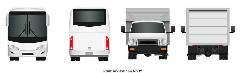City bus and truck template. Passenger transport. Vector illustration eps 10 isolated on white background