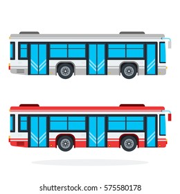 City bus vector flat material design isolated on white