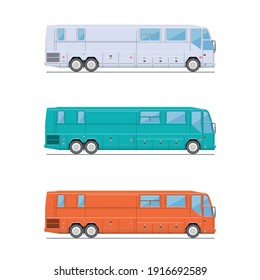 City bus vector template. Isolated passenger transport set on white background. Easy color change.