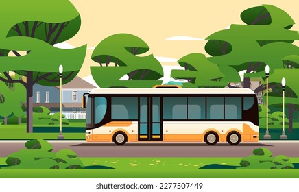 city bus vehicle modern public transport urban and countryside traffic comfortable moving concept