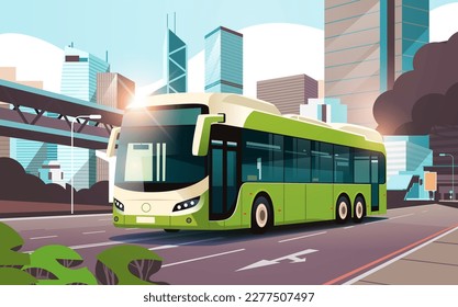 city bus vehicle modern public transport urban and countryside traffic comfortable moving concept