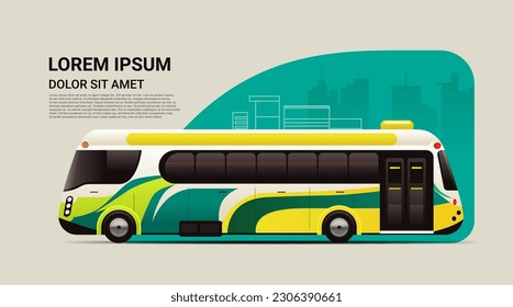 city bus vehicle modern public transport urban and countryside traffic comfortable moving concept