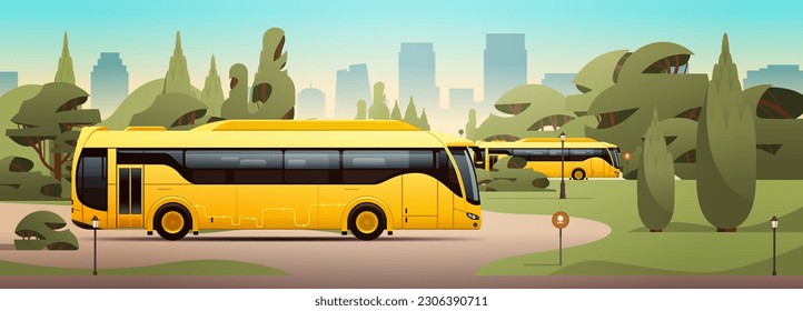 city bus vehicle modern public transport urban and countryside traffic comfortable moving concept