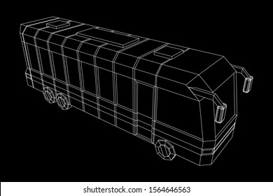 City bus. Wireframe low poly mesh vector illustration. Travel or transportation concept.