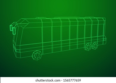 City bus. Wireframe low poly mesh vector illustration. Travel or transportation concept.