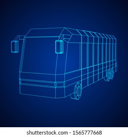 City bus. Wireframe low poly mesh vector illustration. Travel or transportation concept.