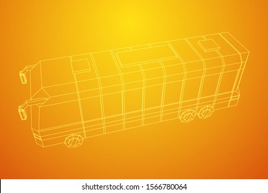 City bus. Wireframe low poly mesh vector illustration. Travel or transportation concept.