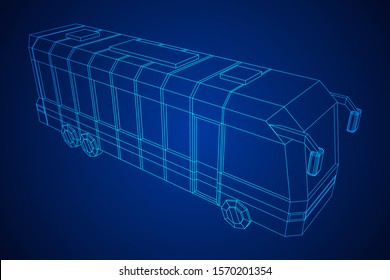 City bus. Wireframe low poly mesh vector illustration. Travel or transportation concept.