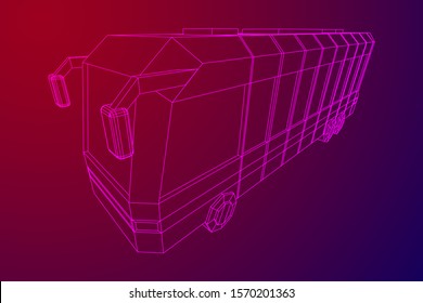 City bus. Wireframe low poly mesh vector illustration. Travel or transportation concept.