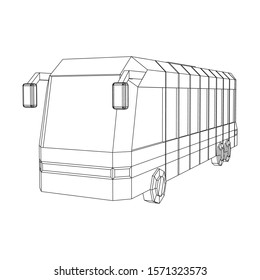 City bus. Wireframe low poly mesh vector illustration. Travel or transportation concept.
