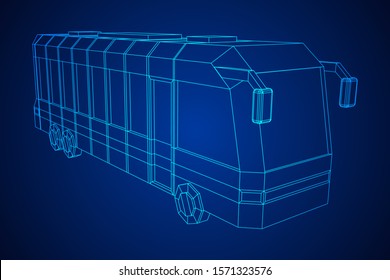City bus. Wireframe low poly mesh vector illustration. Travel or transportation concept.