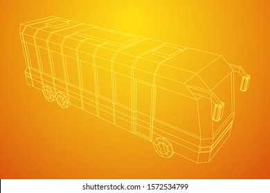 City bus. Wireframe low poly mesh vector illustration. Travel or transportation concept.