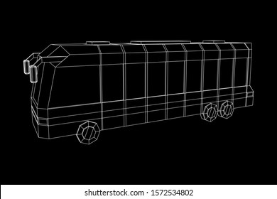 City bus. Wireframe low poly mesh vector illustration. Travel or transportation concept.