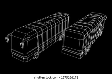 City bus. Wireframe low poly mesh vector illustration. Travel or transportation concept.