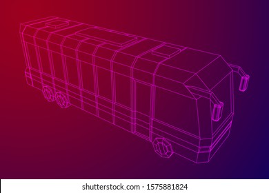 City bus. Wireframe low poly mesh vector illustration. Travel or transportation concept.