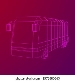 City bus. Wireframe low poly mesh vector illustration. Travel or transportation concept.