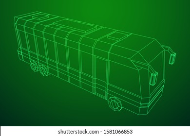 City bus. Wireframe low poly mesh vector illustration. Travel or transportation concept.