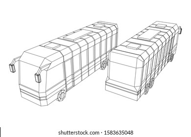 City bus. Wireframe low poly mesh vector illustration. Travel or transportation concept.