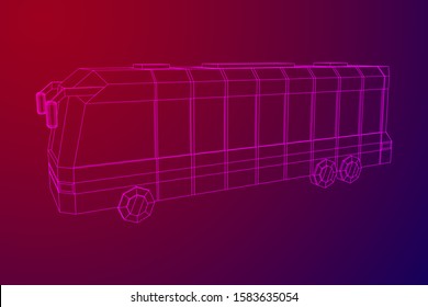 City bus. Wireframe low poly mesh vector illustration. Travel or transportation concept.