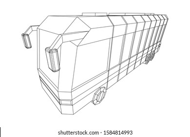 City bus. Wireframe low poly mesh vector illustration. Travel or transportation concept.