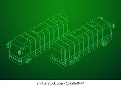 City bus. Wireframe low poly mesh vector illustration. Travel or transportation concept.